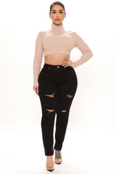 Harley Blown Knee Stretch Boyfriend Jeans - Black Ins Street